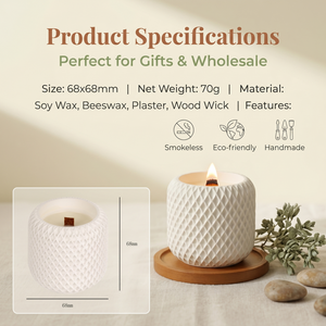 Petite bougie décorative texturée en cire végétale sans fumée, idéale pour table intérieure - Product Image 3
