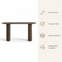 Table console moderne de 72 pouces avec pieds en forme de colonne cannelée, finition bois foncé, table étroite pour entrée, salon et couloir