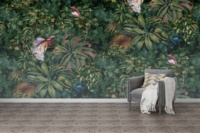 Papier peint mural personnalisé imperméable à l'eau avec motif de feuilles de jungle, tissu mural sans couture pour la décoration murale de la chambre à coucher