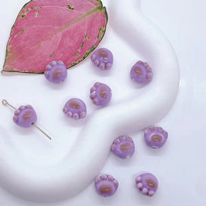 Cute <b>Cat</b> Paw Glazed Ceramic Beads DIY Jewelry Making Accessories, Handmade Clay Charms for Necklace Bracelet <b>Earrings</b> - Product Image 6