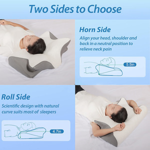 Oreiller de lit en mousse à mémoire de forme en polyester, oreiller ergonomique en coton à mémoire de forme à rebond lent, oreiller en forme de corne de vache, oreiller cervical - Product Image 5