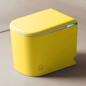 WC intelligent haut de gamme 55 cm allongé en céramique avec télécommande, double chasse, siège chauffant et chasse à jet siphonique, à poser au sol - Product Image 4