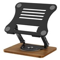 Nouvelle arrivée : support de refroidissement pour ordinateur portable pliable à rotation 360 degrés, base en bois rotative, support en métal pour tablettes et ordinateurs portables