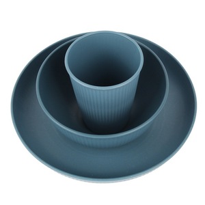 Dinnerware <b>Set</b> 32 Piece Dark Blue Round Plate Bowl <b>Cup</b> Knife Fork Spoon Chopsticks Portable Daily Use - Product Image 3