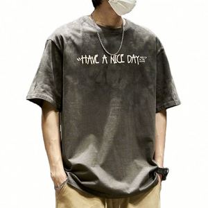 Wholesale Mens Oversize Acid Washed Solid Knitted Heavyweight Cotton Custom Graphic Logo Streetwear Vintage T-<b>Shirt</b> - Product Image 4