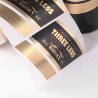 Feuille Autocollant Bouteille De Vin Étiquette Or Étanche Boisson Autocollant Adhésif Impression Personnalisée Étiquette De Luxe Feuille D'or Logo Étiquettes