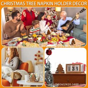 Creative solid wood <b>Christmas</b> <b>tree</b> shaped tissue holder, desktop ornament, wooden dining <b>table</b> tissue box decoration rack, - Product Image 4