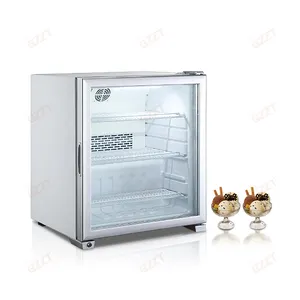 자동 제상 아이스크림 디스플레이 캐비닛 수직 쇼케이스 냉동고 55L 저전력 소형 테이블 탑 냉동고 (LED 램프 박스 포함)