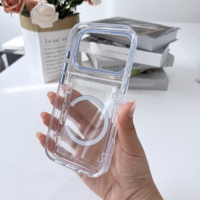 Étui de téléphone avec porte-cartes magnétique transparent pour iPhone, support de carte, antichoc, durable, accessoires de téléphone portable en gros