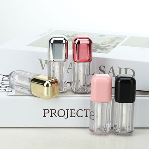 Tubos de Brillo Labial Transparentes de ABS de Pared Gruesa, Cuadrados, Rosados, de 5 ml, con Tapa de Rosca, Envase para Aceite Labial Cosmético - Product Image 2