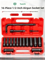Jeu de douilles à chocs pneumatiques robustes de petite taille, douilles allongées de 1/2 pouce, barres d'extension à tige coudée, en acier allié au chrome-molybdène
