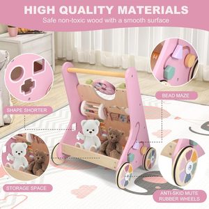 Trotteur en bois Montessori avec roues pour bébé garçon fille <span class=keywords><strong>6</strong></span>-12 <span class=keywords><strong>mois</strong></span> 1 an apprentissage marche jouet <span class=keywords><strong>cadeau</strong></span> de noël - Product Image 5
