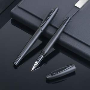 Stylos à bille en gel noir en gros, corps lisse de luxe, en métal, en acier, pour logo personnel, cadeaux promotionnels - Product Image 2