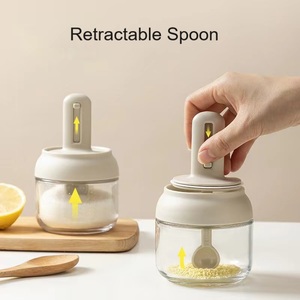 280Ml 9.4Oz Thủy Tinh Gia Vị Lọ Với Có Thể Thu Vào Muỗng Nắp Kín Đường Chủ Muối Hạt Tiêu Container Cà Phê Thanh Phụ Kiện - Product Image 4