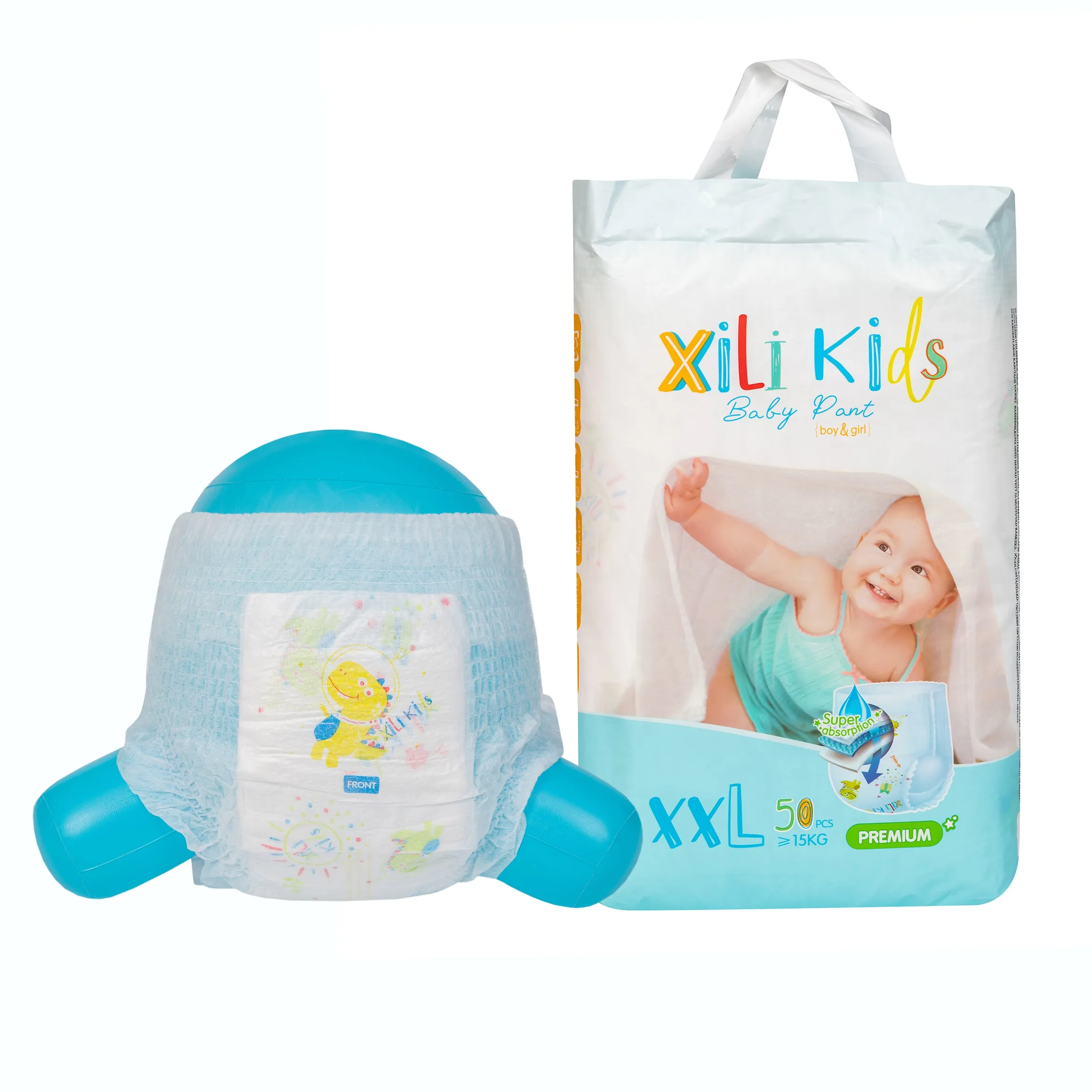 Waterproof 3D Leak Guard Disposable Baby Pants Free Sample Super Absorbent Organic Natural Materials Diapers for Baby