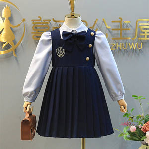 Costume de fille preppy, printemps et automne <span class=keywords><strong>2023</strong></span>, nouveau style britannique, chemise plissée, robe JK pour enfants - Product Image 1