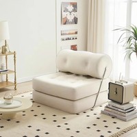 Canapé-lit convertible et inclinable extensible pour la maison, chambre à coucher, style minimaliste moderne, revêtement en velours, structure en bois de pin