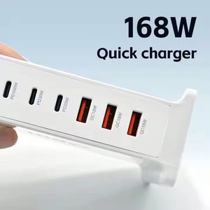 US EU AU UK <b>Plug</b> 168W GaN Fast Charger 3 USB 3 Type C Desktop Charging Station 3A+3C Power <b>Adapter</b> for Tablet Laptop Phone - Product Image 3