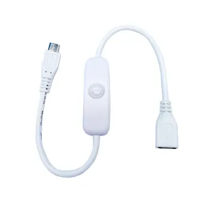 Kabel USB Push-In Perpanjangan Pria Ke Wanita 0.3M Micro USB dengan Sakelar On/Off