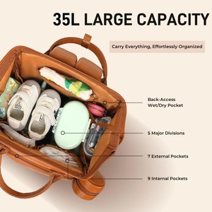 Mochila Pañalera Impermeable 4 en 1 con Logotipo Personalizable, para el Cuidado del Bebé, con Colgador para Botella y Compartimento Aislado - Product Image 4