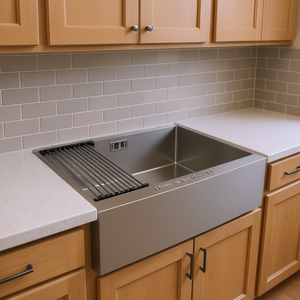 Lavello da Cucina 33 Pollici Stile Farmhouse in Acciaio Inox con Frontale a Grembiule, Vasca Singola, Spessore 18 Gauge, Superficie Spazzolata - Product Image 2