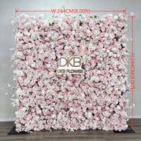 Panneaux de toile de fond en fleurs de soie 3D personnalisés, base en tissu enroulable, fleurs artificielles murales pour la décoration de mariages, de fêtes et d'événements
