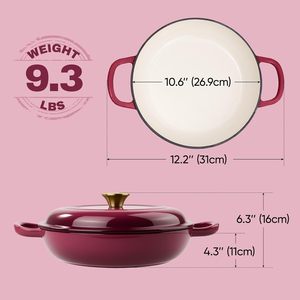 Poêle et faitout <span class=keywords><strong>en</strong></span> <span class=keywords><strong>fonte</strong></span> émaillée de style vintage de 3 litres <span class=keywords><strong>avec</strong></span> <span class=keywords><strong>couvercle</strong></span>, antiadhésif, utilisable au four/plaque de cuisson/grill jusqu'à 260°C, couleur rose - Product Image 3