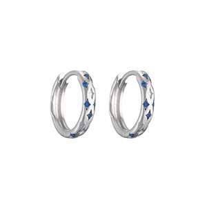 Boucles d'oreilles en argent pur S925, étoile à quatre branches bleue, pour femmes, style religieux quotidien polyvalent, design de niche doux et cool - Product Image 5