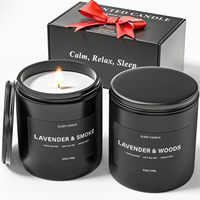 Lilin Kedelai Hadiah Valentine dalam Stoples Kaca Hitam Grosir Aroma Kustom Set Kotak Hadiah Pria untuk Liburan Mewah Tahan Lama OEM ODM