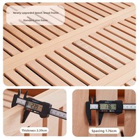 Lit double design vintage HORIZON FTL-BED1 de style français en bois massif avec assemblage à tenons et mortaises et revêtement en tissu – Lit de maître