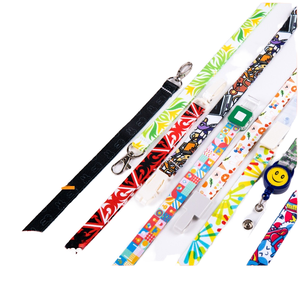 Fashion Heat Transfer Customized Digital Printing Eco-friendly Polyester Hanging Lanyard with Hook for ID Card Holder