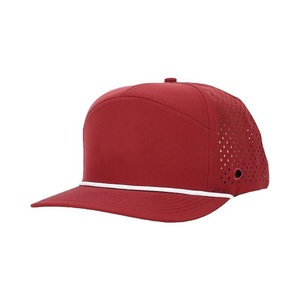 Perforation Waterproof & Sweat Proof Golf Rope <b>Hat</b> 6 Panel PVC Rubber <b>Flat</b> Brim High Quality Snapback Custom Gorras Caps for Men - Product Image 1