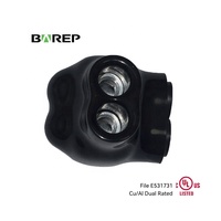Conector de Cable Mecánico BAREP UL486A-486B Aislado de Aluminio 6061 de 2 Puertos, Multiconexión, Doble Calificación Cu/Al, de 4 AWG a 14 AWG