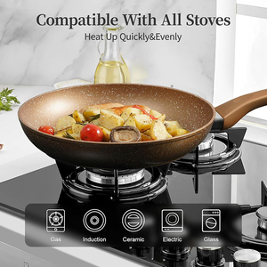 Modern <b>Ceramic</b> Non-Stick Marble Aluminum Fry <b>Pan</b> Soft Touch Handle for Gas Induction Cooker Frying <b>Pan</b> - Product Image 2