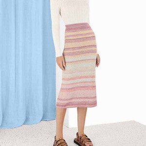<span class=keywords><strong>REGIT</strong></span> Damen-Tanzrock mit Streifenmuster aus Gewebtem Bambusfaser-Material, Schmal Geschnittenes Design mit Empire-Taille, Eleganter Stil - Product Image 2