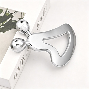 Rouleau de massage Gua Sha en métal, double boule de massage en diamant, planche de raclage faciale en acier inoxydable, drainage lymphatique, lifting du visage - Product Image 6