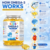 Cápsulas Blandas de Omega 3 DHA EPA para Niños, Marca Privada OEM, Suplemento de Aceite de Pescado para Niños, Apoyo al Desarrollo Cerebral, 60 Unidades