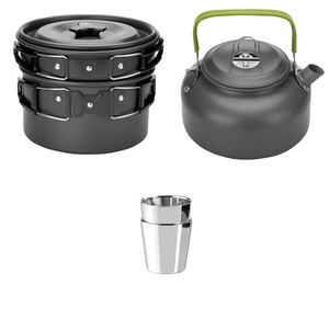 Taşınabilir Kompakt Hafif Alüminyum Alaşımlı Kamp Yemek Pişirme Seti Sote Tencereleri Tencere Kapağı 3-4L Kapasiteli İndüksiyon Ocaklara Uygun - Product Image 1