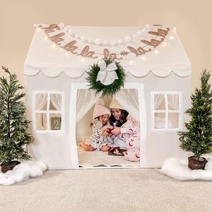 Tente de jeu pliable en forme de <span class=keywords><strong>maison</strong></span> pour enfants décor mignon avec guirlandes lumineuses et rideaux en dentelle <span class=keywords><strong>intérieur</strong></span> spacieux idéal pour salle de <span class=keywords><strong>jeux</strong></span> intérieure - Product Image 4