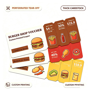 Libretas de Cupones Personalizadas para Programas de Fidelización de Restaurantes de Hamburguesas, Impresas Digitalmente en Papel Kraft con Hojas Desprendibles y Logotipo Personalizado - Product Image 3