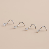 ASTM F136 cincin kancing hidung bilah sekrup CZ bulat Hypoallergenic untuk wanita G23 perhiasan tindik hidung Titanium