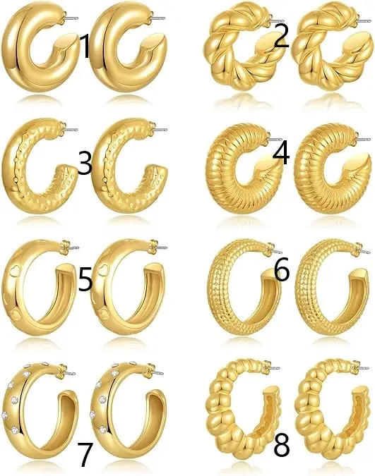 wholesale fashion 30mm alloy chunky silver gold lightweight earrings for women jewelry hoop huggie ear stud