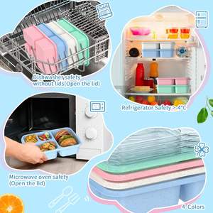 Large Capacity Bento <b>Box</b> for Adults <b>Stackable</b> <b>Lunch</b> <b>Box</b> with 4 Compartments Microwave & Dishwasher Safe Reusable Meal Prep - Product Image 6