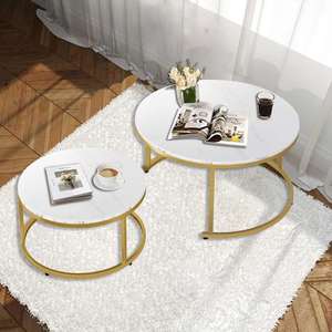 Oem Nordic Modern Luxury Marble Top Round Nesting Coffee <b>Table</b> Set for Home Apartment Office <b>Bar</b> Perfect Living Room Furniture - Product Image 2