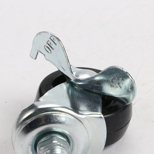 <b>Caster</b> <b>Wheels</b> 1.5 Inch Rubber Swivel With Side Pedal Brake Locking Mechanism Bolt Hole Type - Product Image 1