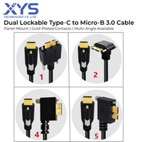 Kabel Data USB Type C Male ke USB 3.0 Micro B Male dengan Sekrup Pengunci untuk Pemasangan Panel pada Peralatan Industri