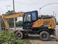 Prix d'usine - Excavatrice sur pneus SY155W - 13,7T - Moteur diesel 120kW - Godet de 0,65m3 - Pour travaux de construction