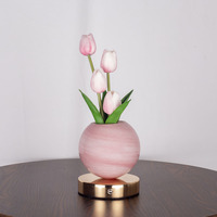 Lámpara de Mesa Recargable con Forma de Tulipán, Lámpara de Escritorio LED con Sensor Táctil, Florero de Vidrio, Decoración Estética para Habitación, Accesorios para Mesa de Noche, USB Art