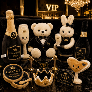 Pluche knuffels groothandel voor wijnbars en proefzalen, op maat gemaakte pluche wijnfles en champagne, eco-tags, klaar voor de detailhandel - Product Image 1