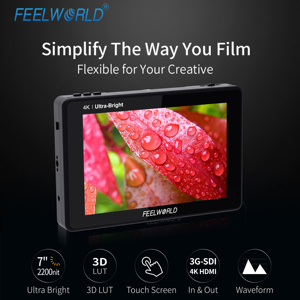FEELWORLD LUT7S Moniteur professionnel 7 ''2200nits HDR sur caméra avec LUT 3D et forme d'onde-4K HDMI 3G-SDI, usine OEM/ODM - Product Image 4